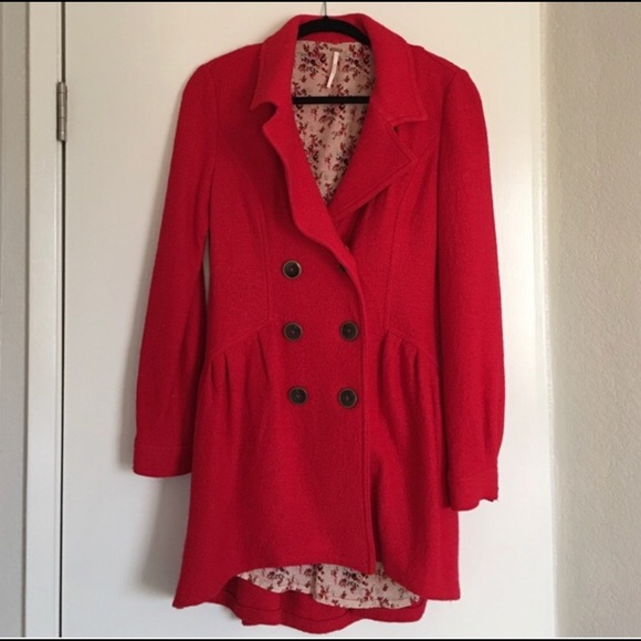 Free people red coat pea coat